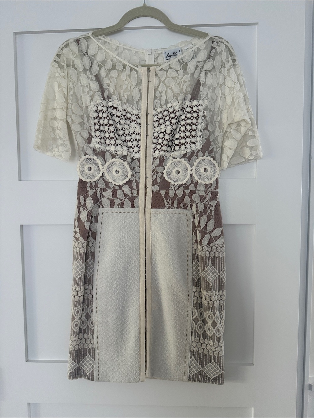 Loup Charmant Cream Lace Overlay Mini Dress